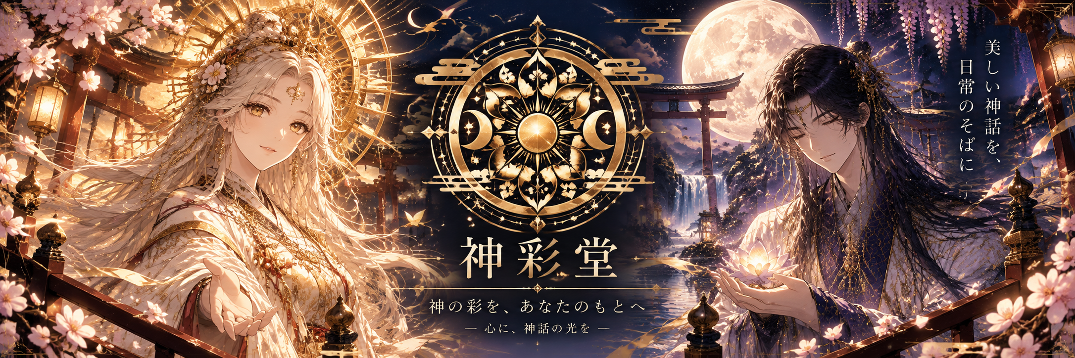 神彩堂の神話的な世界観を表現したヘッダー